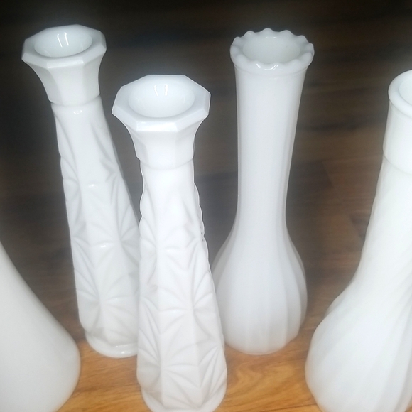 Vintage Milk Glass Vases-Set of 6 - Picture 3 of 16